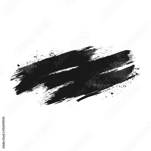 Abstract black brush stroke design in a vector illustration format. This striking black paint splash effect is perfect for creative backgrounds or artistic design elements.