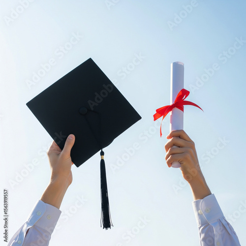 graduation cap and diploma