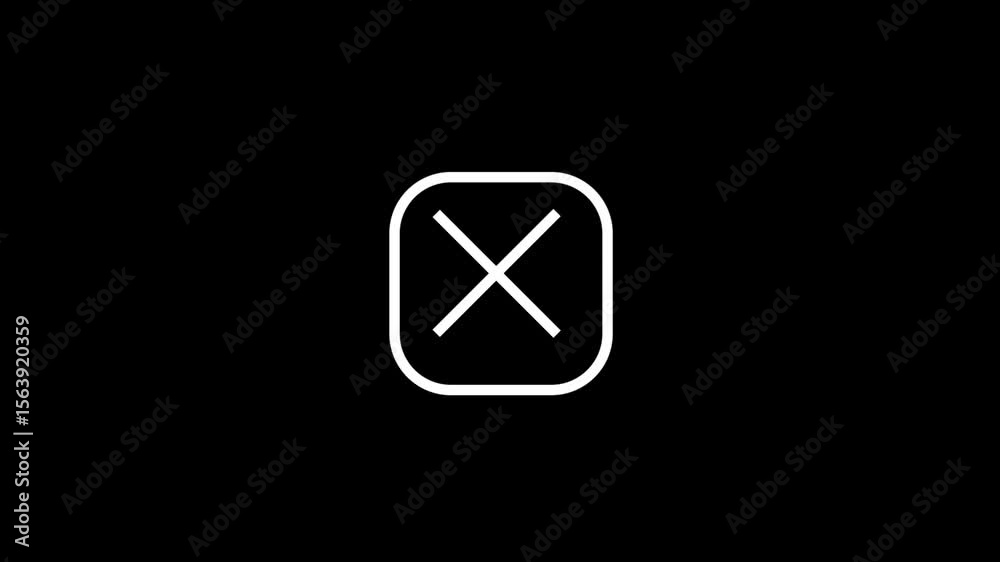 Abstract red cross icon sign isolated red line icon simple on black background.