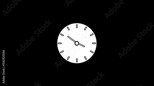 Abstract digital clock icon animation, analog new clock icon animation simple. wall clock simple icon video.