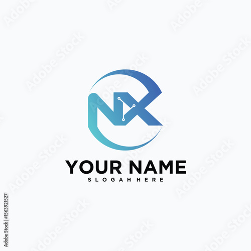 N X initials logo for technology business
