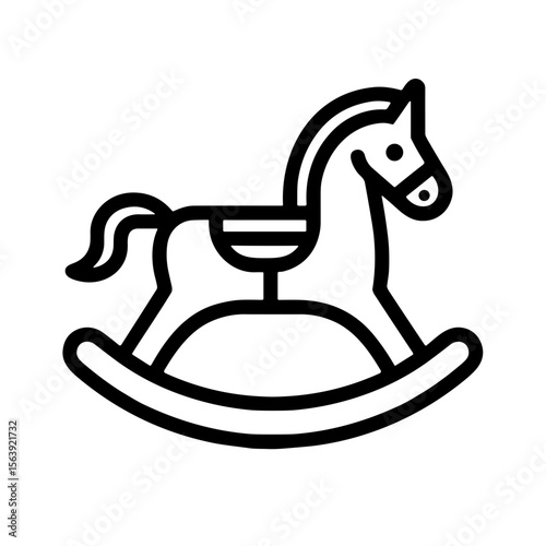 Minimalistic black and white rocking horse illustration in vector style  