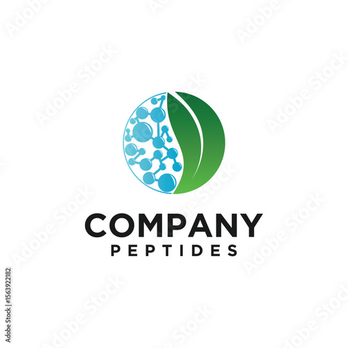 medical logo with molecule and leaf concept.
