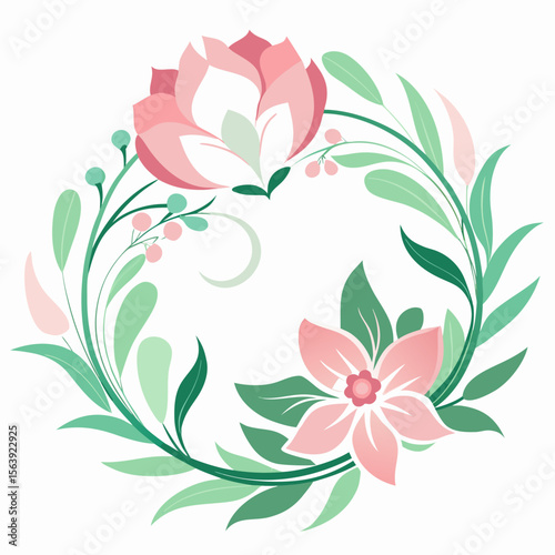 Floral Alpona Border Design in Pastel Vector