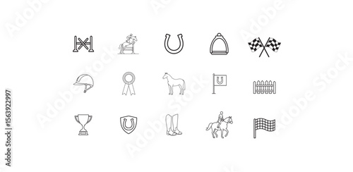 Equestrian sport icons horse riding competition symbols vector