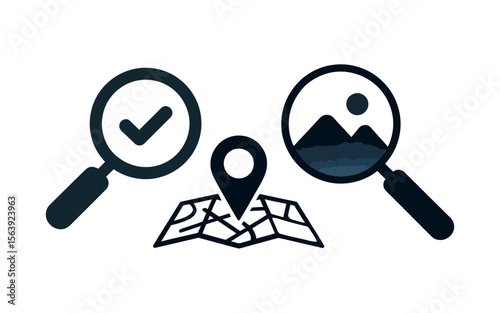Location Search and Map Exploration Vector Icon - Travel Destination Discovery