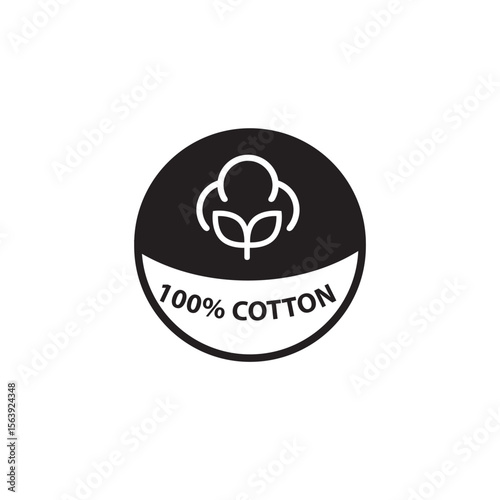 Cotton seed icon. 100% cotton black label. Natural fiber sign. organic fabric symbol. Vector illustration