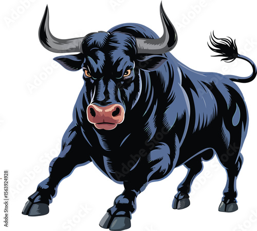 Mighty Black Bull Illustration