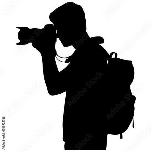 Silhouette of a photographer with camera and bag