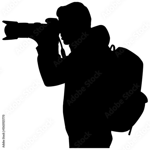 Silhouette of a photographer with camera and bag