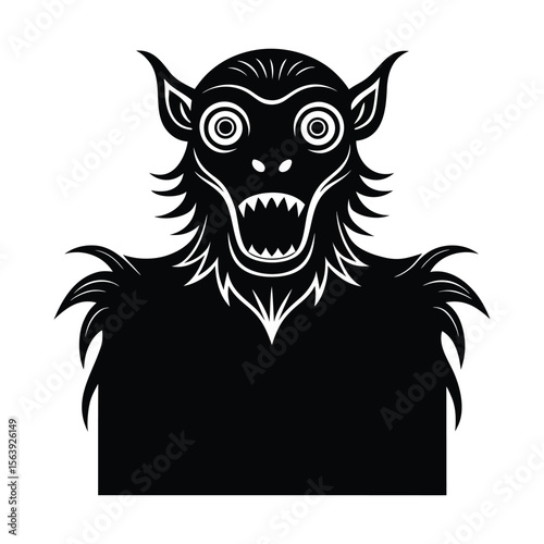 Scary Monster Black and White Illustration