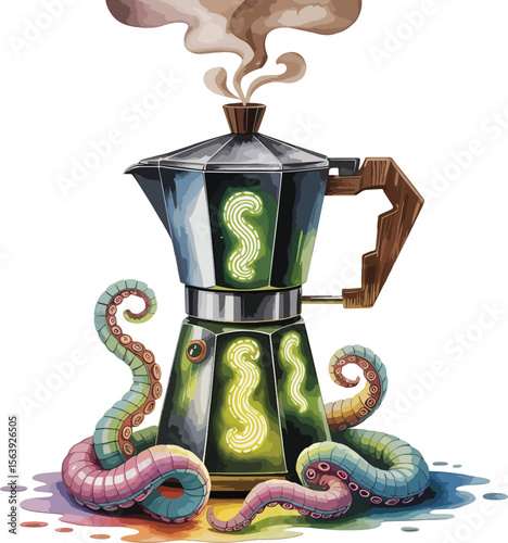 Coffee Maker Moka Pot for Halloween illustration premium quality