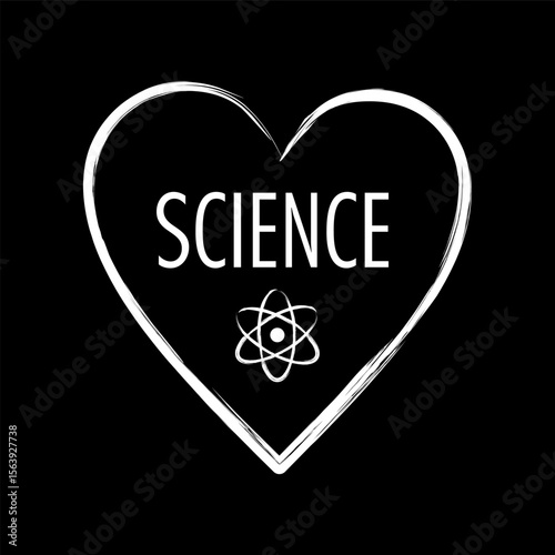 Science love heart, I love science, atom symbol