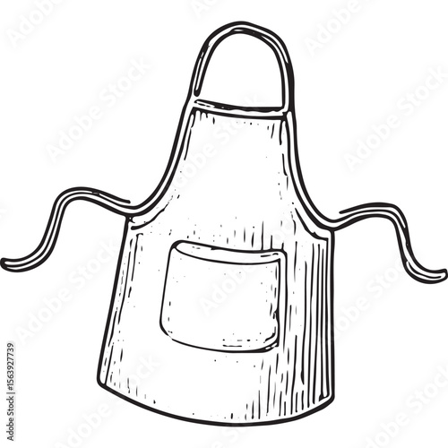 Hand-drawn apron illustration for baking, perfect for kitchen and chef designs