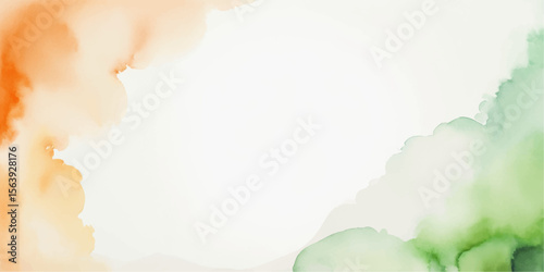 Abstract Watercolor Splendor: An abstract watercolor painting showcasing a beautiful combination of vibrant orange and green hues against a subtle background, creating a visual treat
