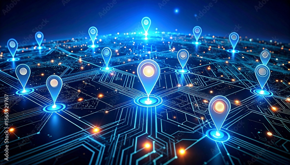 Obraz premium Global Network Connectivity: A Visualization of Digital Location Data