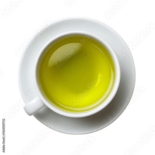 Wallpaper Mural White cup containing green tea top view on transparent background Torontodigital.ca