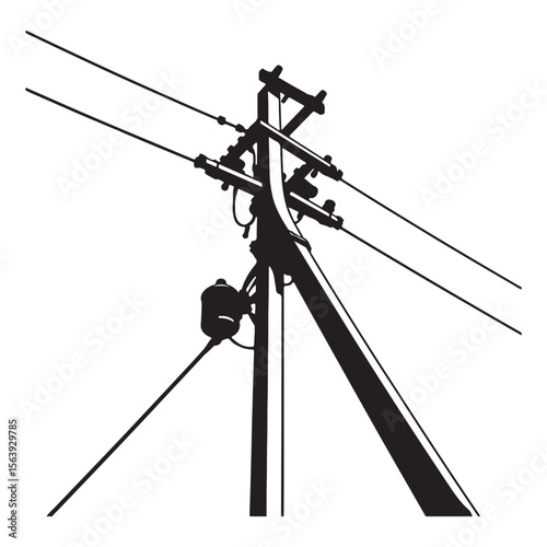 electric pole vector antenna on white background