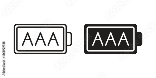 AAA battery icon solid style. Flat vector illustration.