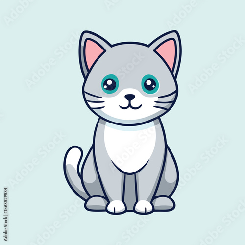 Funny cartoon pet cat sitting pose animal clipart vector
