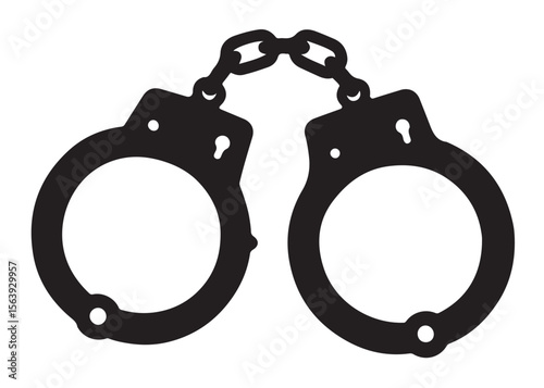 Handcuffs crime vector silhouette logo illustration handcuffs logo icon silhouette vector, police handcuff silhouette vector, handcuffs arrest criminal logo silhouettes vector on a white background