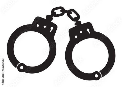 Handcuffs crime vector silhouette logo illustration handcuffs logo icon silhouette vector, police handcuff silhouette vector, handcuffs arrest criminal logo silhouettes vector on a white background
