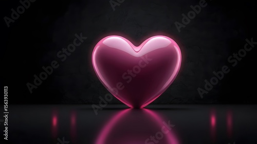 Glossy Neon Pink Love Element on Dark Background. Modern Glow for Valentine's, Wedding, or Luxury Design