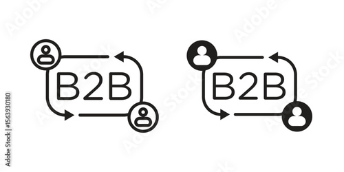 B2B icon solid style. Flat vector illustration.