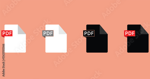 PDF file format icons vector.