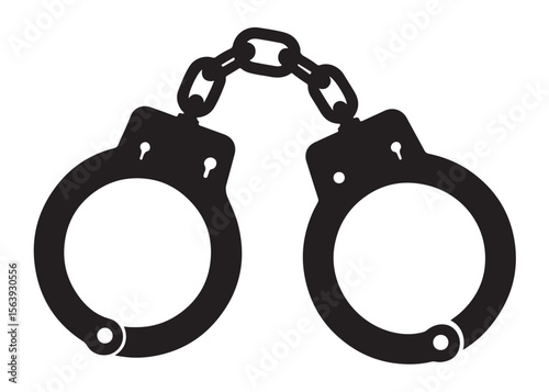 Handcuffs crime vector silhouette logo illustration handcuffs logo icon silhouette vector, police handcuff silhouette vector, handcuffs arrest criminal logo silhouettes vector on a white background