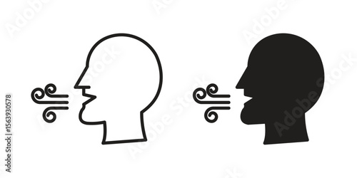 Breath icon solid style. Flat vector illustration.