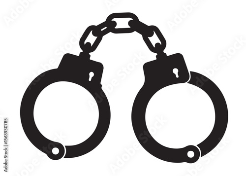 Handcuffs crime vector silhouette logo illustration handcuffs logo icon silhouette vector, police handcuff silhouette vector, handcuffs arrest criminal logo silhouettes vector on a white background
