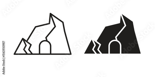 cave icon solid style. Flat vector illustration.