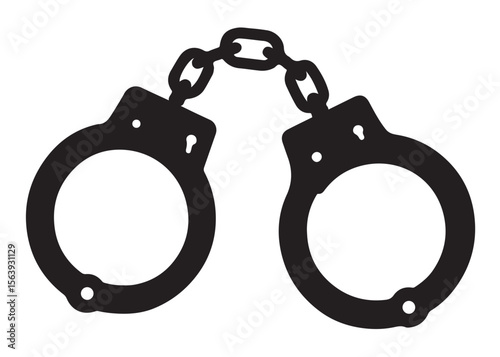 Handcuffs crime vector silhouette logo illustration handcuffs logo icon silhouette vector, police handcuff silhouette vector, handcuffs arrest criminal logo silhouettes vector on a white background