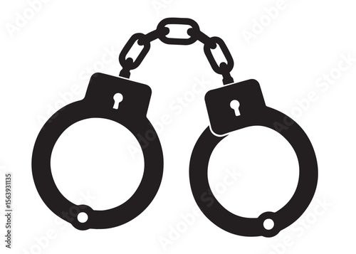 Handcuffs crime vector silhouette logo illustration handcuffs logo icon silhouette vector, police handcuff silhouette vector, handcuffs arrest criminal logo silhouettes vector on a white background