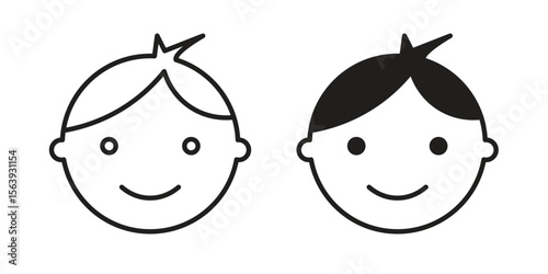 Child face icon solid style. Flat vector illustration.
