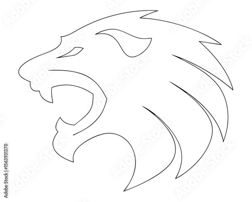 Roaring lion head silhouette depicting strength and courage in a clean minimalist black and white design.