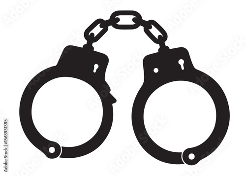 Handcuffs crime vector silhouette logo illustration handcuffs logo icon silhouette vector, police handcuff silhouette vector, handcuffs arrest criminal logo silhouettes vector on a white background