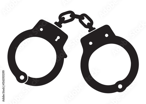 Handcuffs crime vector silhouette logo illustration handcuffs logo icon silhouette vector, police handcuff silhouette vector, handcuffs arrest criminal logo silhouettes vector on a white background