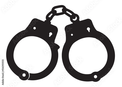 Handcuffs crime vector silhouette logo illustration handcuffs logo icon silhouette vector, police handcuff silhouette vector, handcuffs arrest criminal logo silhouettes vector on a white background