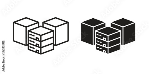 Data center icon solid style. Flat vector illustration.