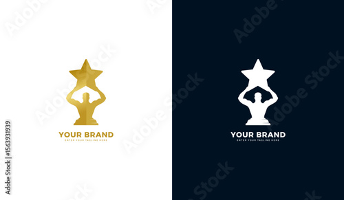 Gym star trophy logo. Gym sta...
