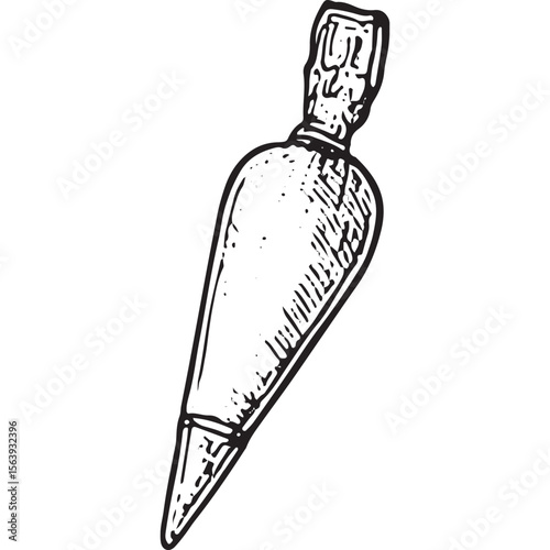 Hand-drawn piping bag sketch, perfect for baking, pastry, and kitchen design art