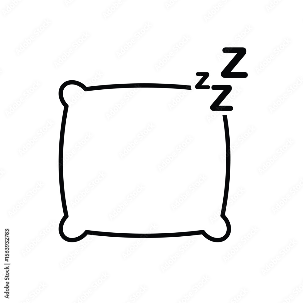 Fototapeta premium Mindfulness icon. Nap or rest. Pillow with letter Z. mental health, calmness, exercise. Outline design style