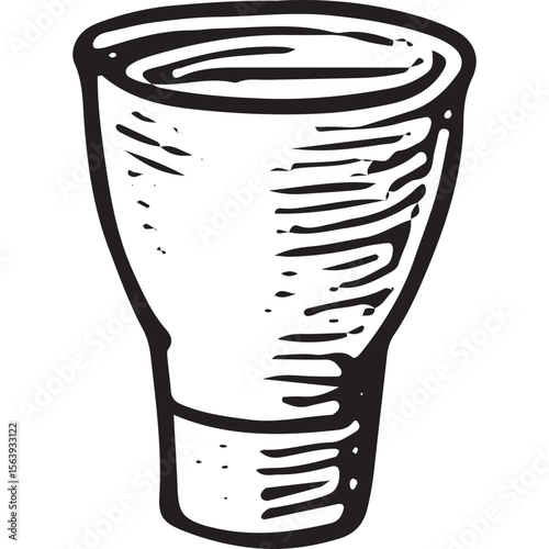 Hand-drawn tumbler sketch, ideal for kitchen, dining, and beverage design art