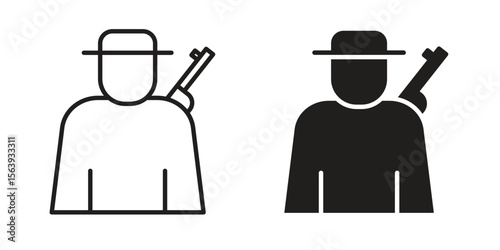 Hunter icon solid style. Flat vector illustration.
