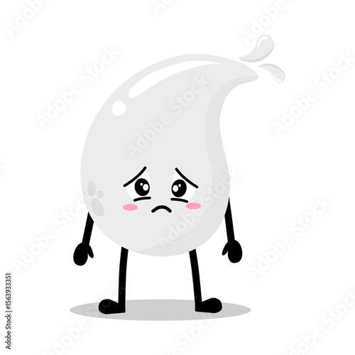 Cute Hand Drawn Sad Gloomy white Blood Drop