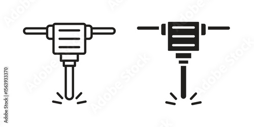 Hydraulic breaker icon solid style. Flat vector illustration.