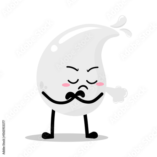 Cute Hand Drawn Annoyed Grumpy white Blood Drop