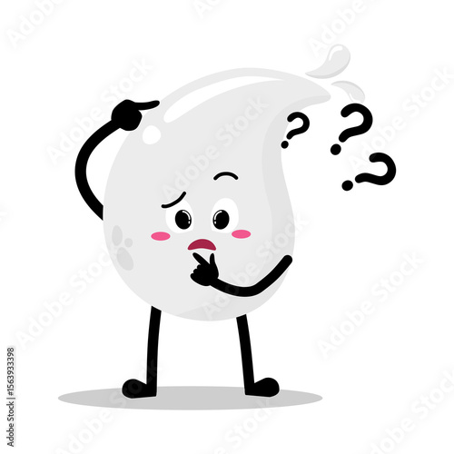 Cute Hand Drawn white Blood Drop Questioning and Thinking